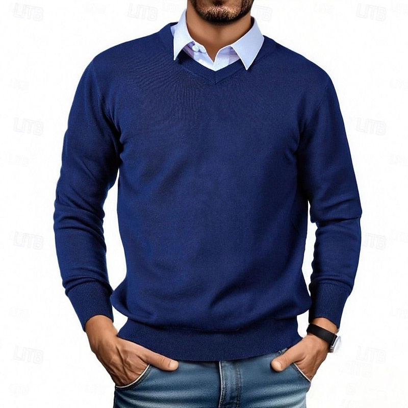 Cosy Sweater for Men | V Neck Autumn Layering