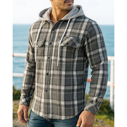 Plaid Shacket for Men | Hooded Warm Winter Layer