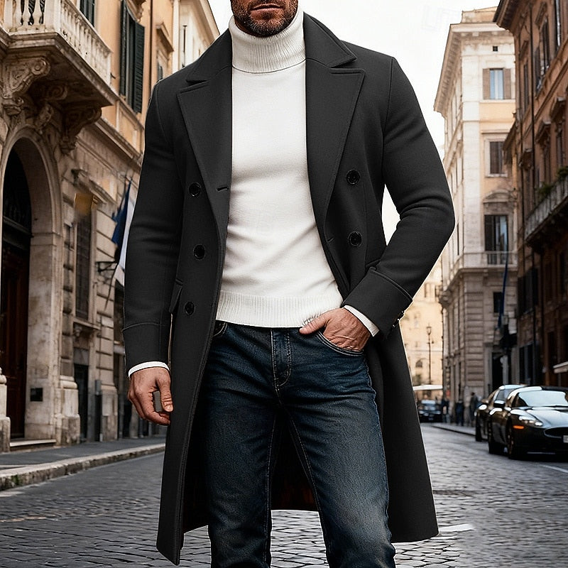 Double Breasted Winter Coat for Men | Cold Weather Ready