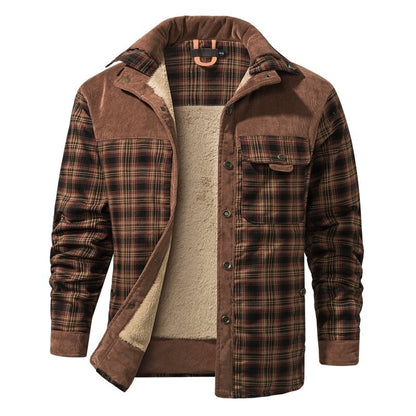 Oversized Winter Jacket for Men | Button Front Plaid Autumn Layering
