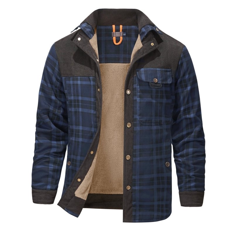 Oversized Winter Jacket for Men | Button Front Plaid Autumn Layering