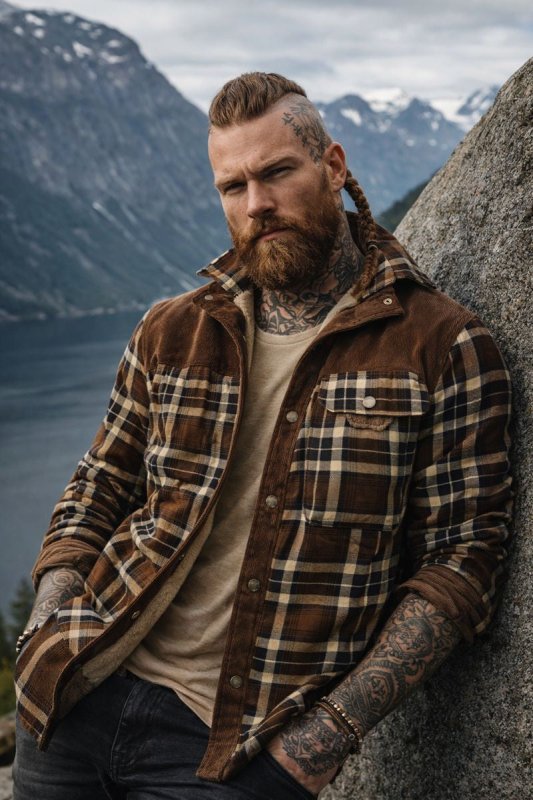 Oversized Winter Jacket for Men | Button Front Plaid Autumn Layering
