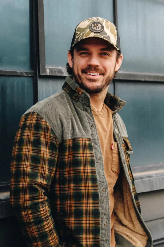 Plaid Winter Jacket for Men | Button Front Funnel Neck Cold Weather Ready