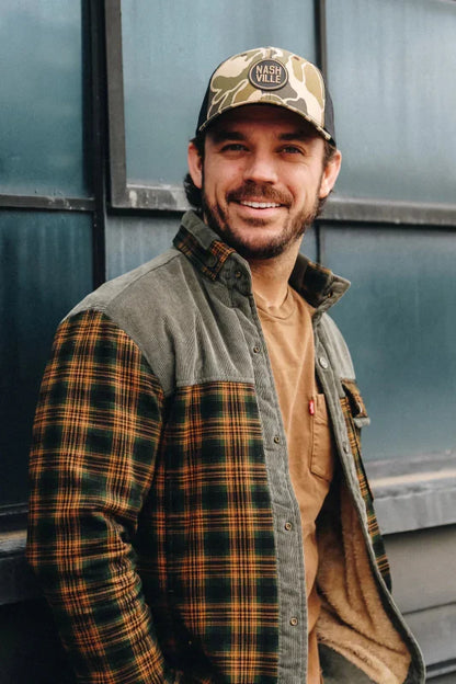 Plaid Winter Jacket for Men | Button Front Funnel Neck Cold Weather Ready