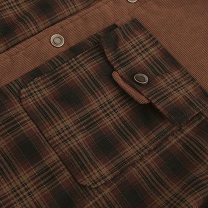 Plaid Winter Jacket for Men | Button Front Funnel Neck Cold Weather Ready