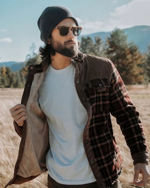 Plaid Winter Jacket for Men | Button Front Funnel Neck Cold Weather Ready