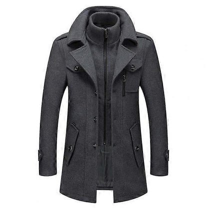 Funnel Neck Winter Coat for Men | Button Front Full Zip Autumn Layering