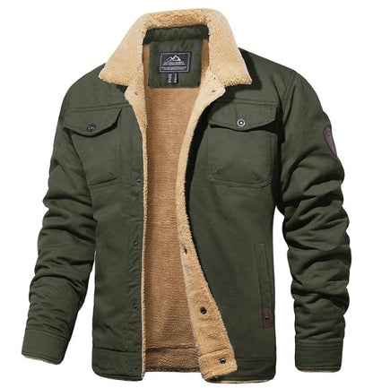 Fleece Lined Winter Jacket for Men | Button Front Insulated Autumn Layering