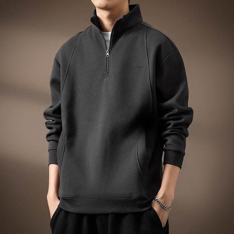 Oversized Sweatshirt for Men | Pull On Half Zip Cosy Winter Style