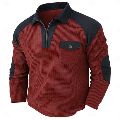 Wine Half Zip Sweater for Men | Warm Winter Layer