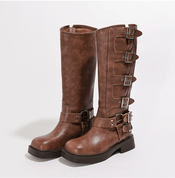 Everyday Knee High Boots for Women | Buckle Strap Low Heel Fall & Winter 2026