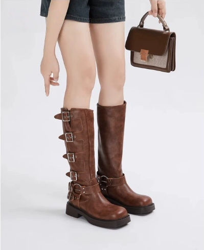 Everyday Knee High Boots for Women | Buckle Strap Low Heel Fall & Winter 2026