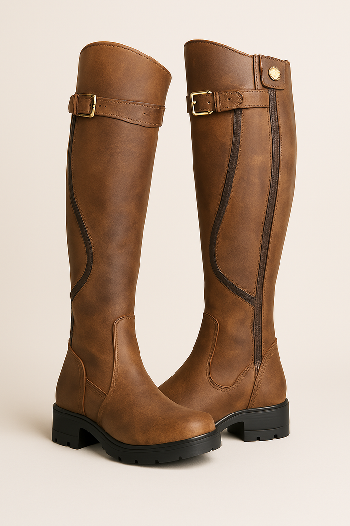 Lug Sole Knee High Boots for Women | Buckle Strap Block Heel Fall & Winter 2026