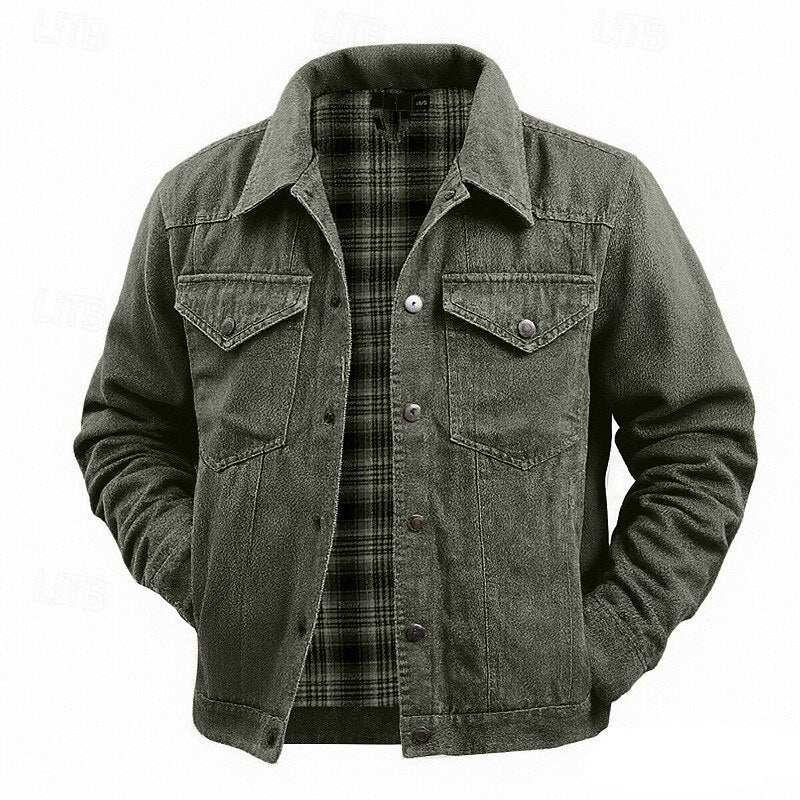 Plaid Winter Jacket for Women | Button Front Lapel Collar Cold Weather Ready