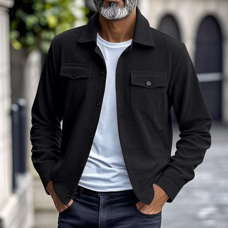 Warm Winter Jacket for Men | Ribbed Button Front Cold Weather Ready