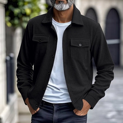 Warm Winter Jacket for Men | Ribbed Button Front Cold Weather Ready