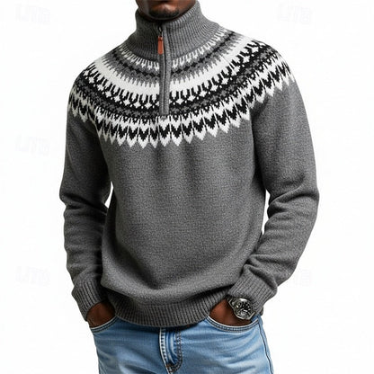 Gray Half Zip Sweater for Men | Autumn Layering