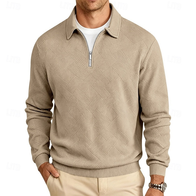Half Zip Sweater for Men | Ribbed Autumn Layering