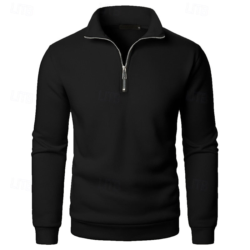 Gray Half Zip Sweater for Men | Funnel Neck Warm Winter Layer