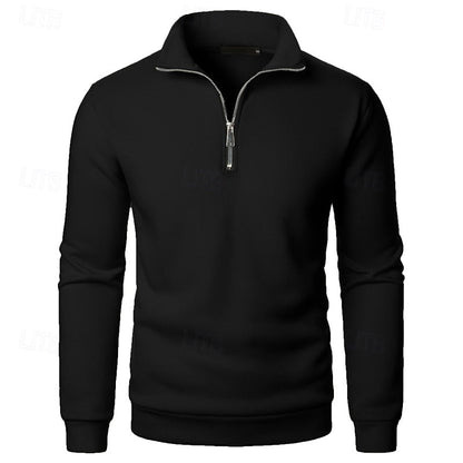 Gray Half Zip Sweater for Men | Funnel Neck Warm Winter Layer