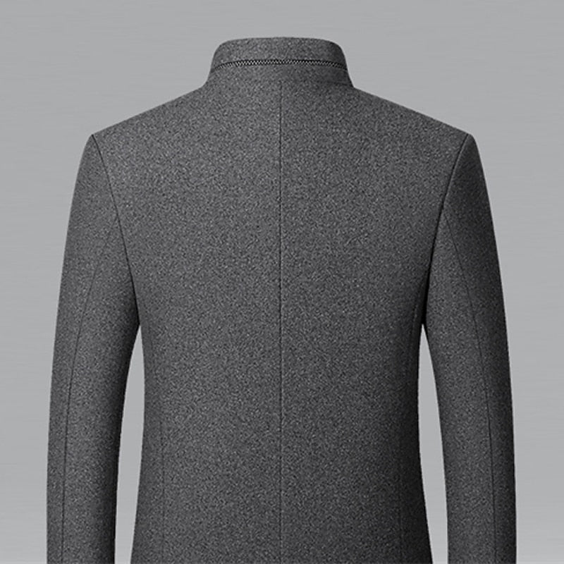 Funnel Neck Winter Coat for Men | Button Front Cold Weather Ready