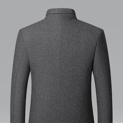 Funnel Neck Winter Coat for Men | Button Front Cold Weather Ready