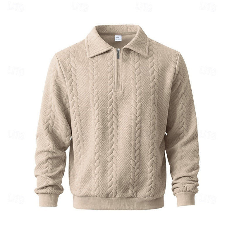 Khaki Half Zip Sweater for Men | Autumn Layering