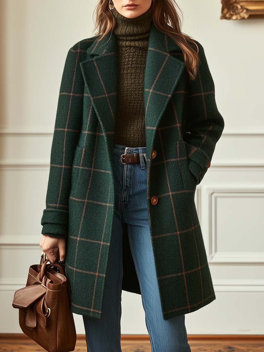 Wool Blend Winter Coat for Women | Lapel Collar Insulated Autumn Layering