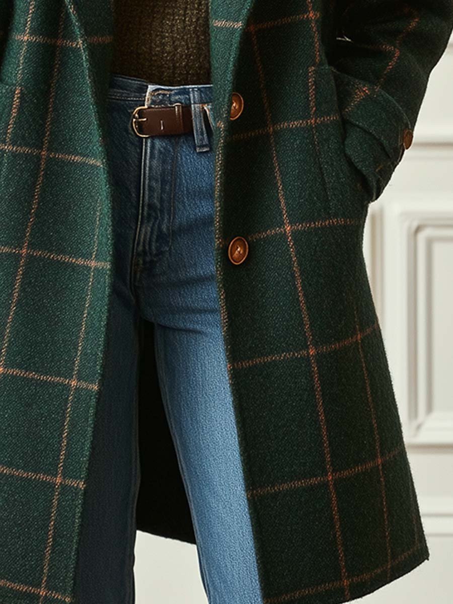 Wool Blend Winter Coat for Women | Lapel Collar Insulated Autumn Layering