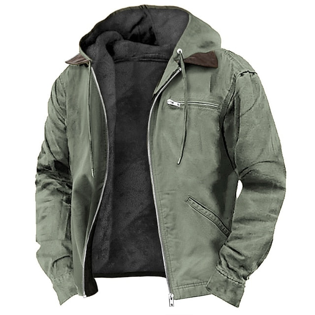 Hooded Winter Jacket for Men | Side Zip Drawstring Autumn Layering