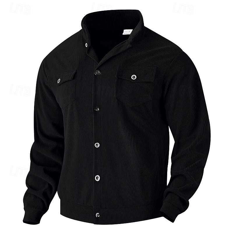Warm Winter Jacket for Men | Ribbed Button Front Cold Weather Ready