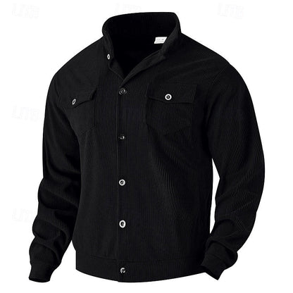 Warm Winter Jacket for Men | Ribbed Button Front Cold Weather Ready