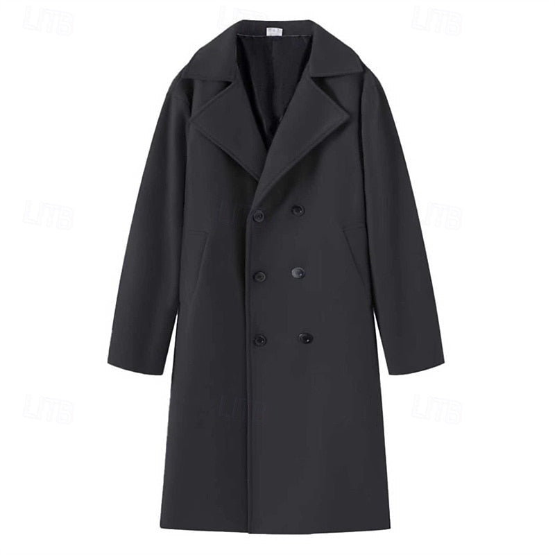 Double Breasted Winter Coat for Men | Lapel Collar Autumn Layering