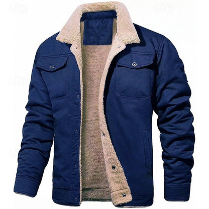 Fleece Lined Winter Jacket for Men | Button Front Insulated Cold Weather Ready