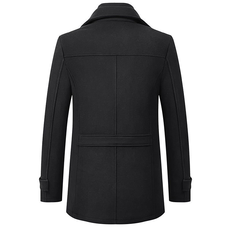 Funnel Neck Winter Coat for Men | Button Front Insulated Autumn Layering