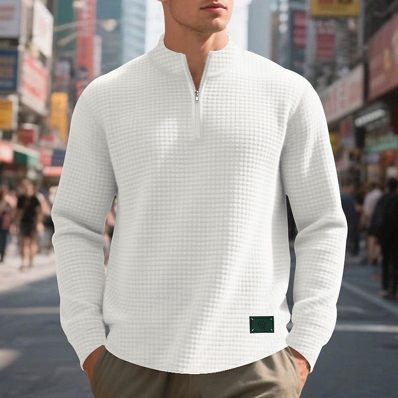 Half Zip Sweatshirt for Men | Funnel Neck Warm Winter Layer