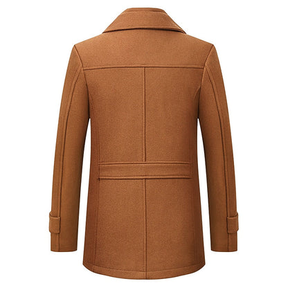 Funnel Neck Winter Coat for Men | Button Front Insulated Autumn Layering