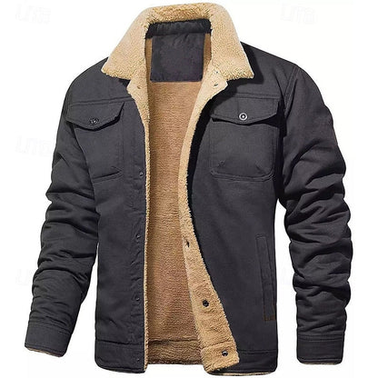 Fleece Lined Winter Jacket for Men | Button Front Insulated Cold Weather Ready