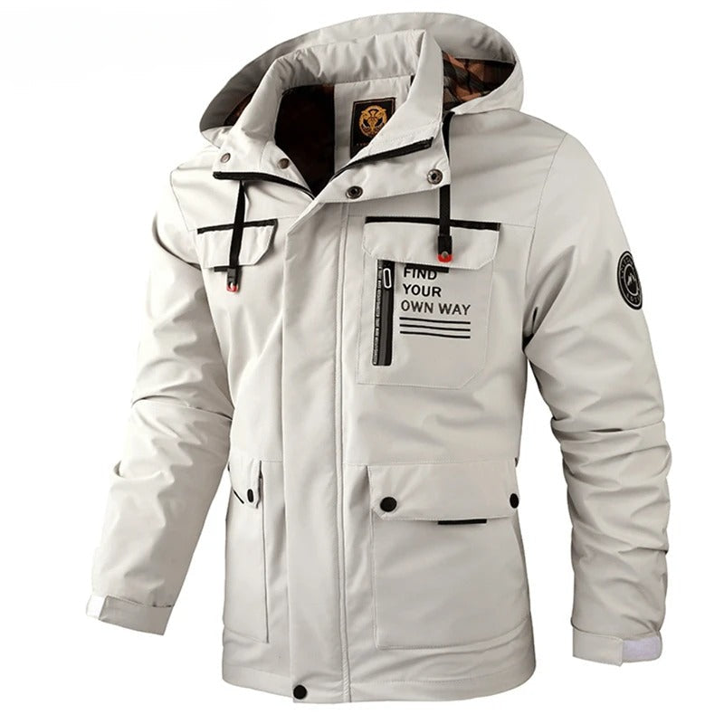 Hooded Winter Jacket for Men | Side Zip Drawstring Cold Weather Ready