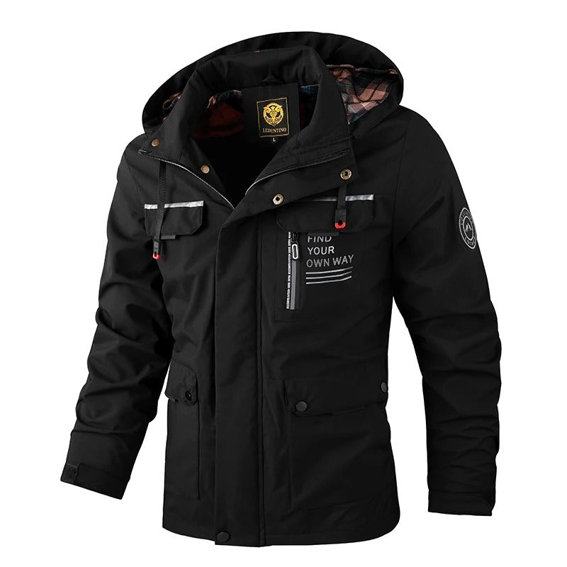 Hooded Winter Jacket for Men | Side Zip Drawstring Cold Weather Ready