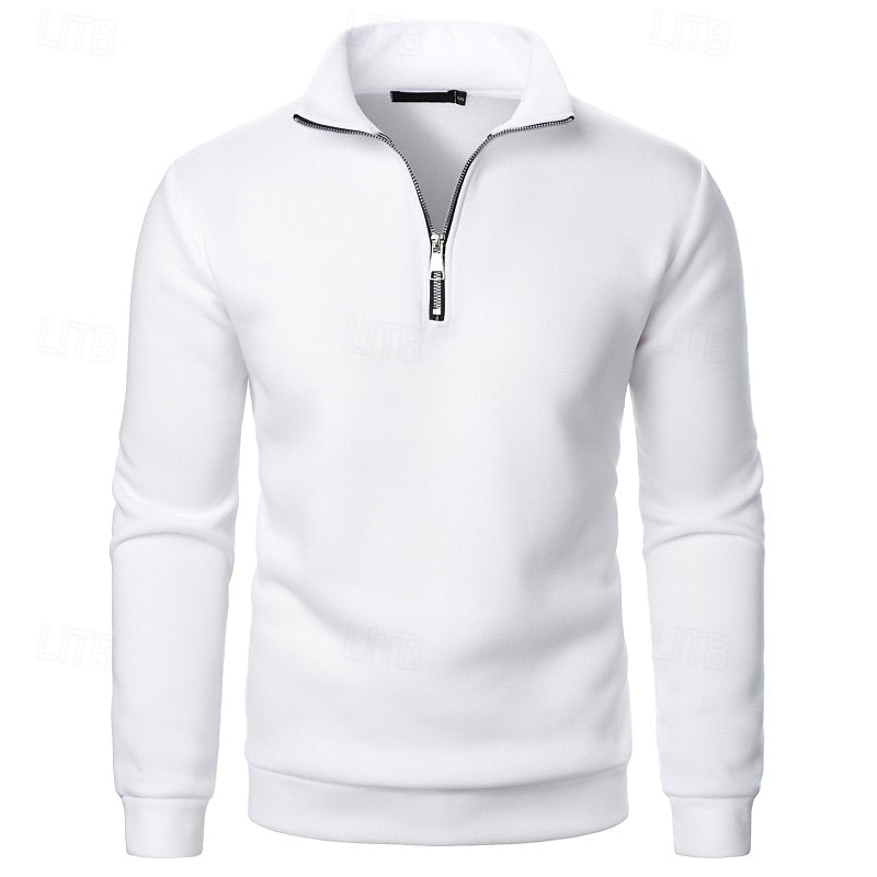 Gray Half Zip Sweater for Men | Funnel Neck Warm Winter Layer
