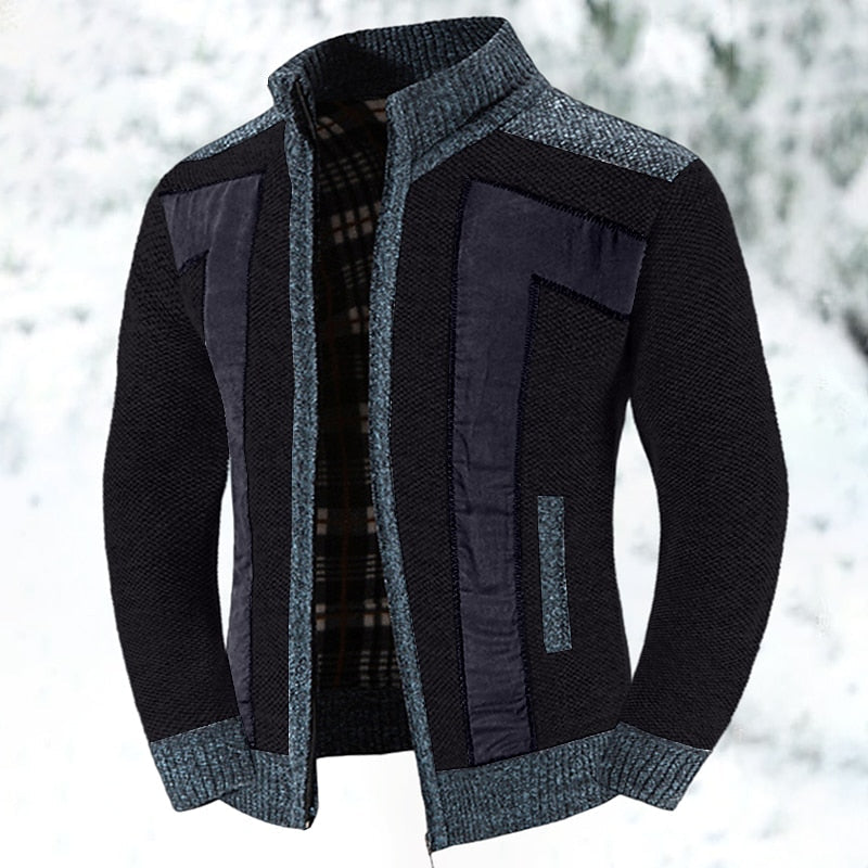 Classic Cardigan for Men | Funnel Neck Full Zip Cold Weather Ready