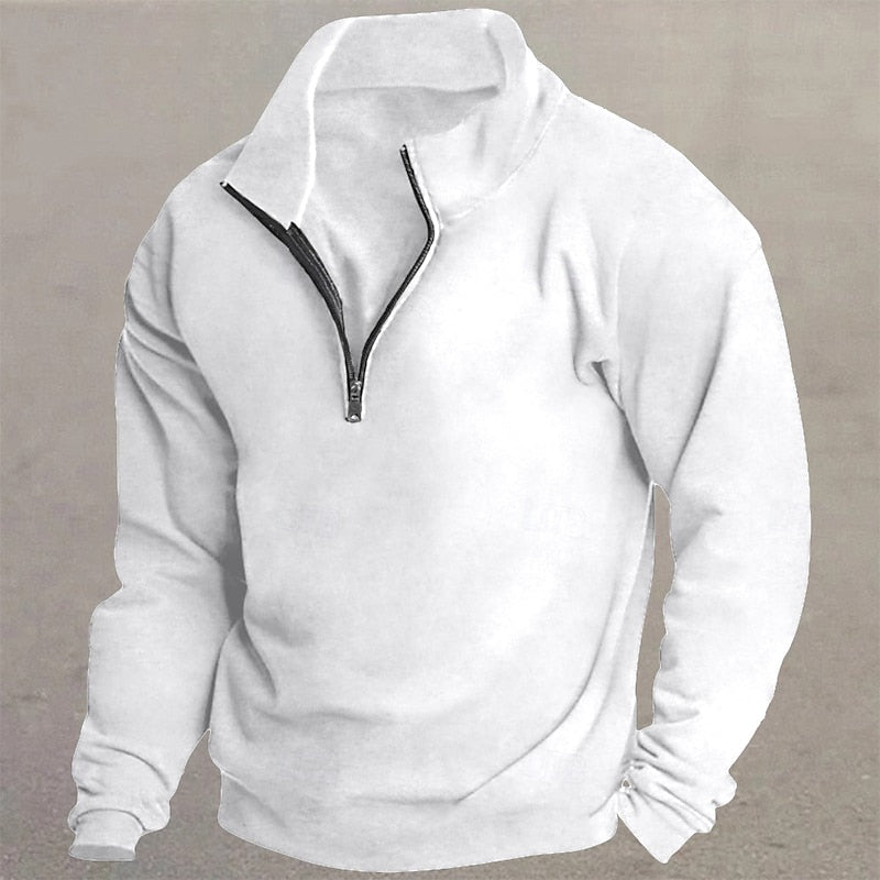 White Half Zip Sweater for Men | Cold Weather Ready