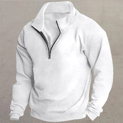 White Half Zip Sweater for Men | Cold Weather Ready