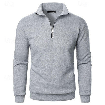 Gray Half Zip Sweater for Men | Funnel Neck Warm Winter Layer