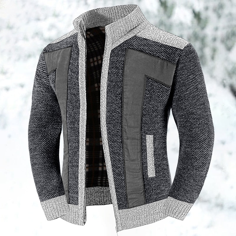 Classic Cardigan for Men | Funnel Neck Full Zip Cold Weather Ready