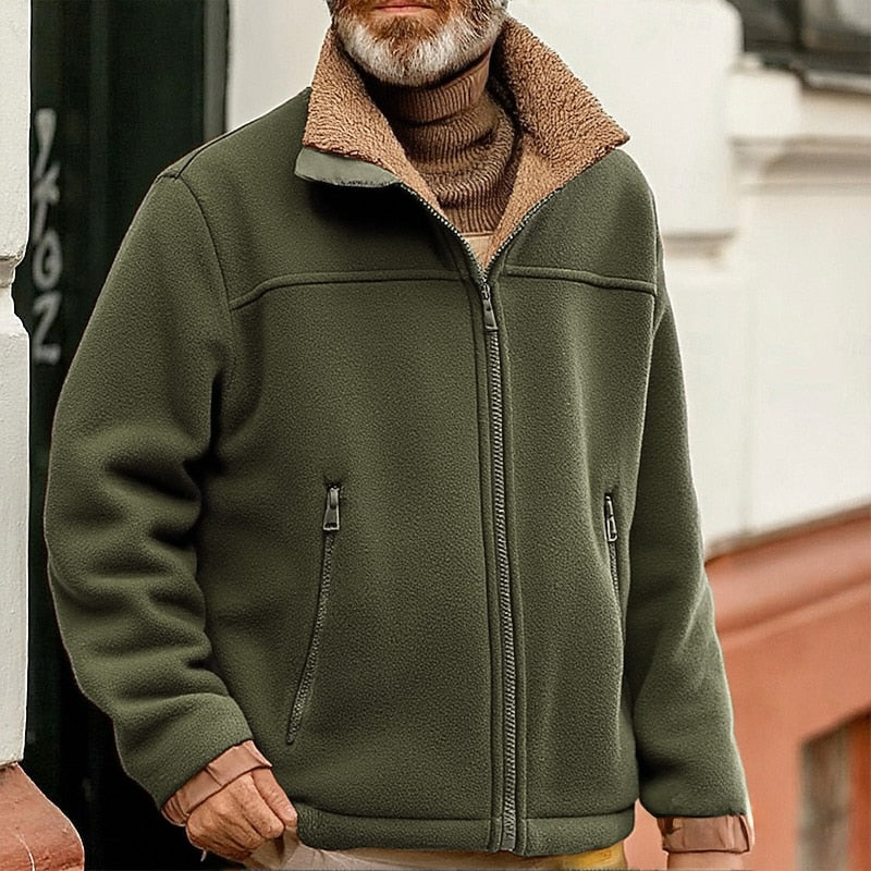 Sherpa Winter Jacket for Men | Side Zip Autumn Layering