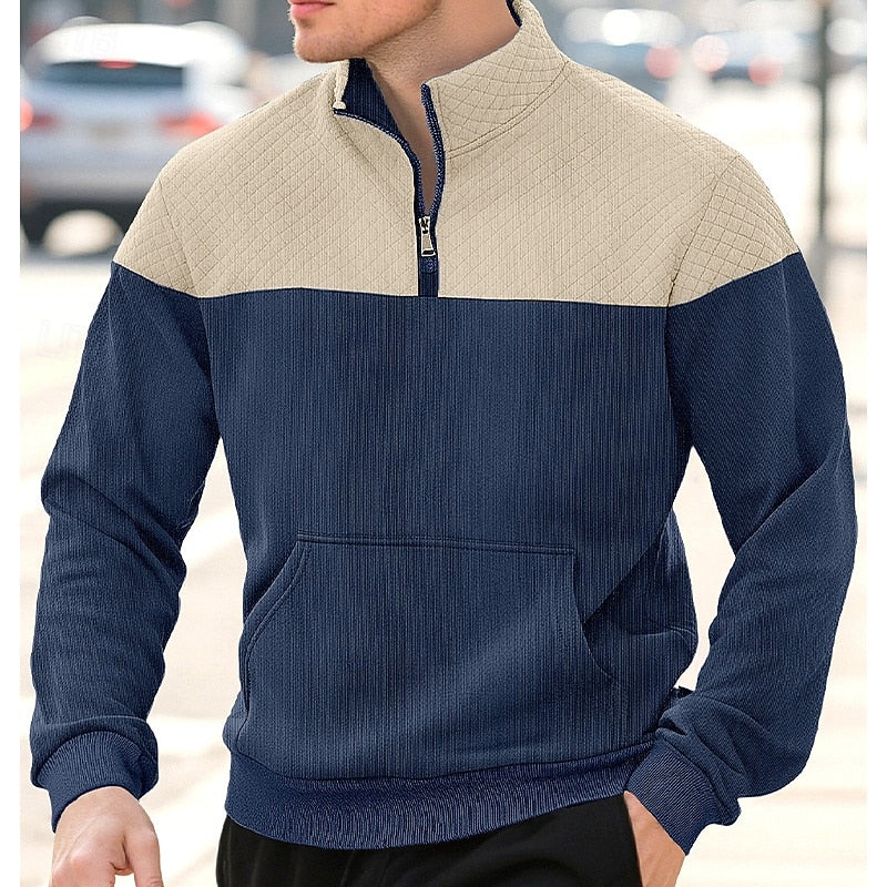 Oversized Sweater for Men | Ribbed Half Zip Warm Winter Layer