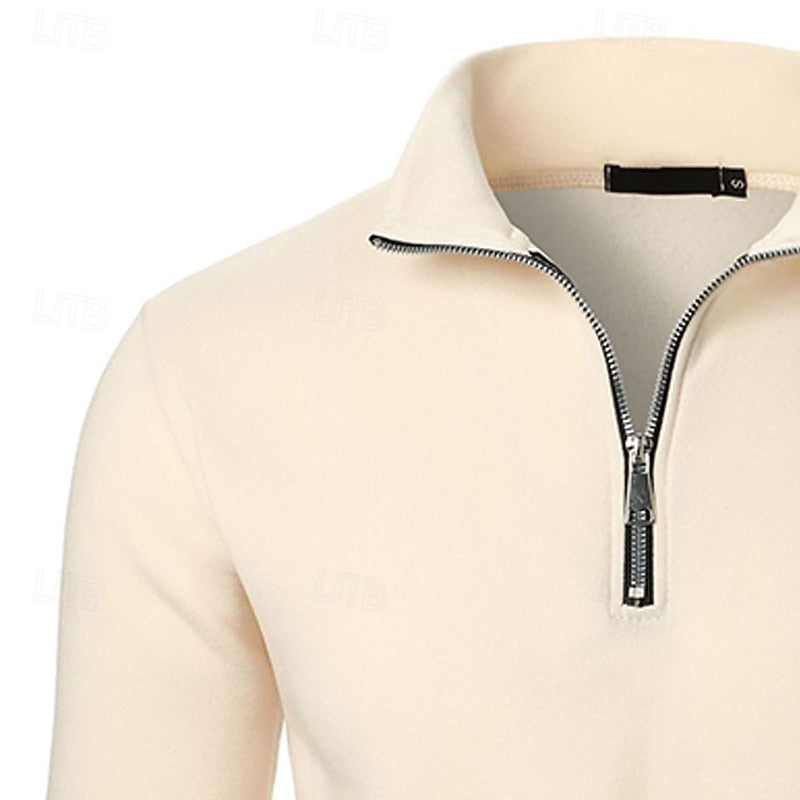 Gray Half Zip Sweater for Men | Funnel Neck Warm Winter Layer