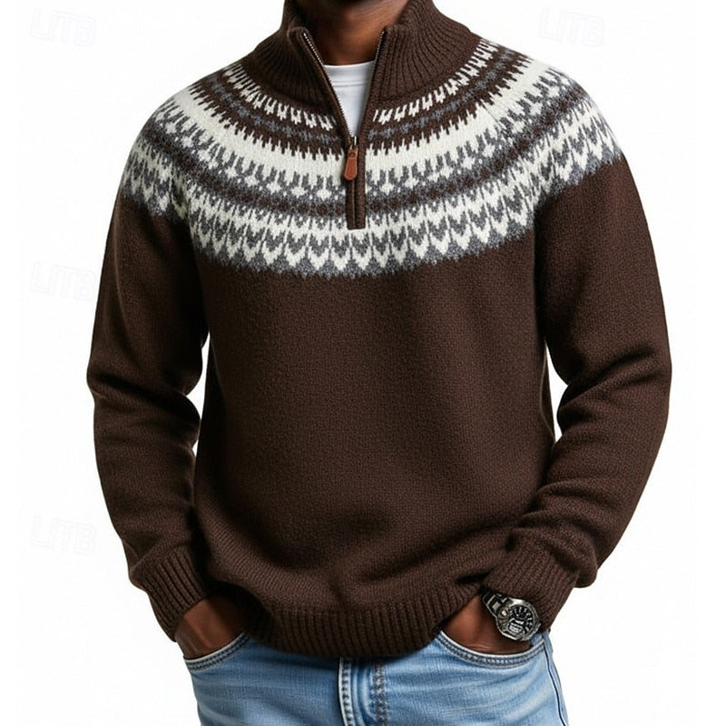 Gray Half Zip Sweater for Men | Autumn Layering